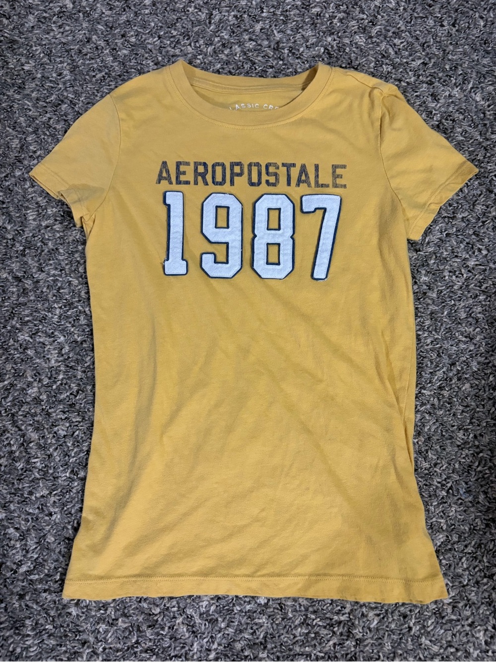 Aeropostale Mustard Yellow '1987' Short Sleeve Tee